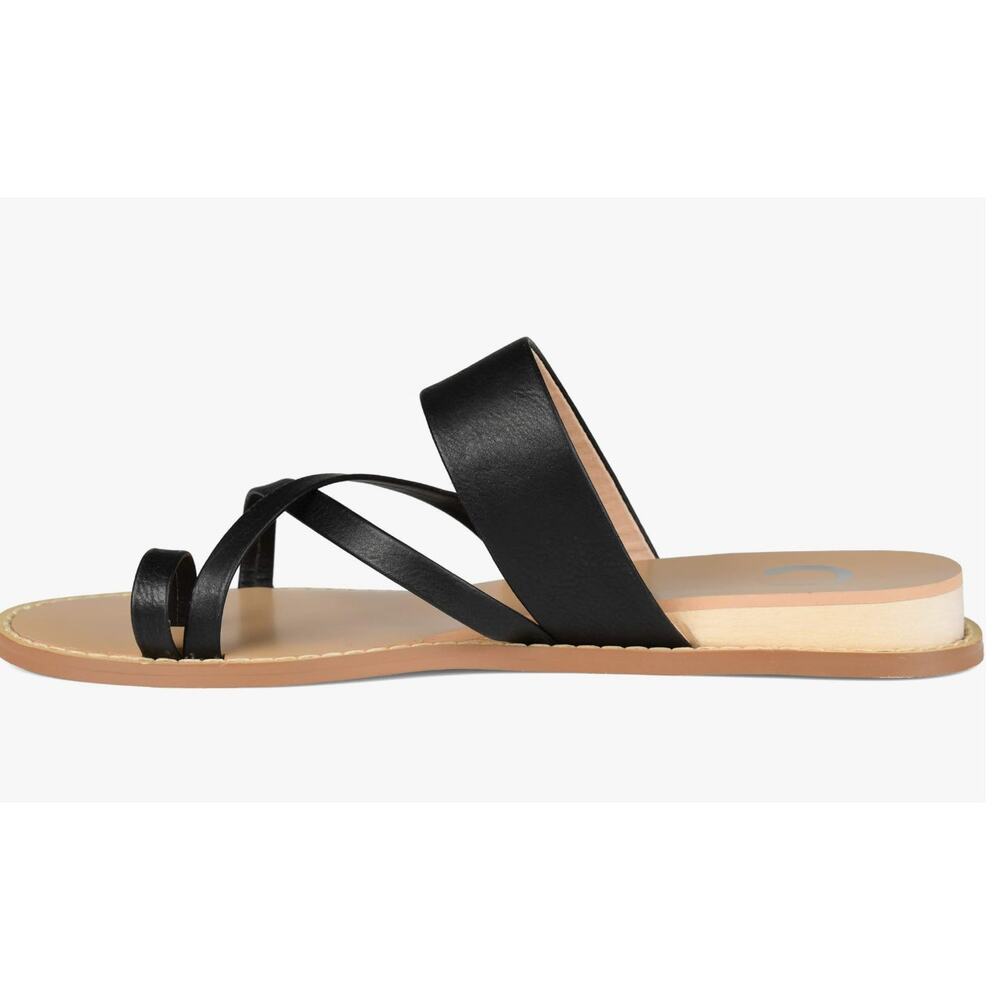 Journee Collection Toe Strap Slide Sandals 7.5 Black NWT Beach Resort Coastal - Picture 3 of 6